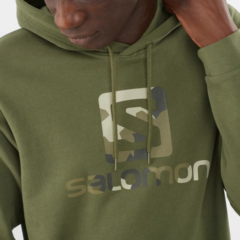 Olive Salomon Outlife Logo Summer Men's Hoodie | PH 43801R